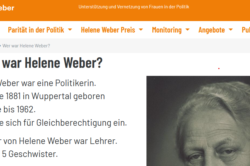 Screenshot der Homepage in leichter Sprache des Helene Weber Kollegs in Berlin